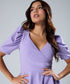 Vneck Sleeve Detailed Peplum Purple Top